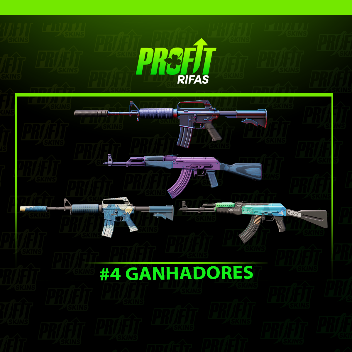 #4 GANHADORES | 2x M4S + 2 AK 🍀